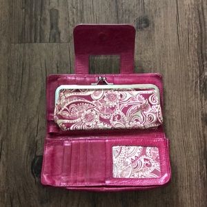 Hobo Pink Paisley Wallet Clutch Wristlet